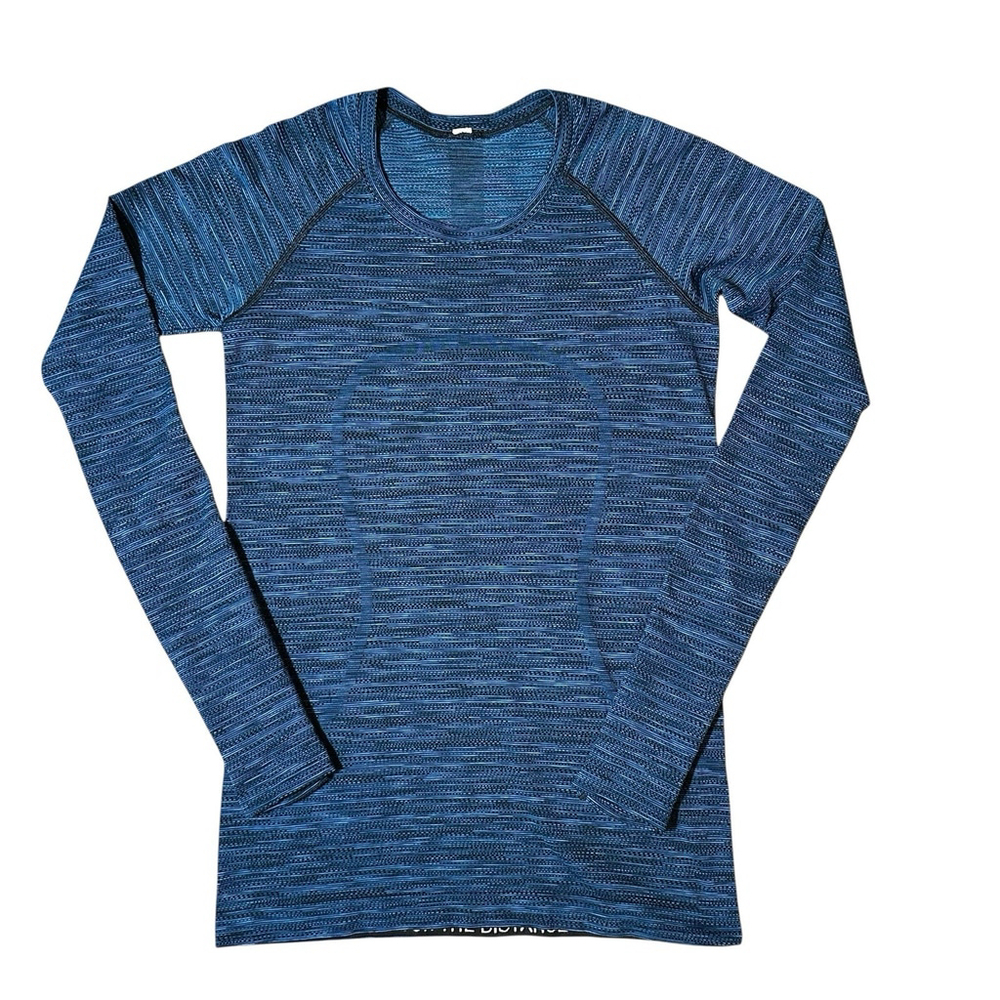 Lululemon Swiftly Tech Long Sleeve 2.0 Prism Stripe Turquoise Tide Womens Size 8